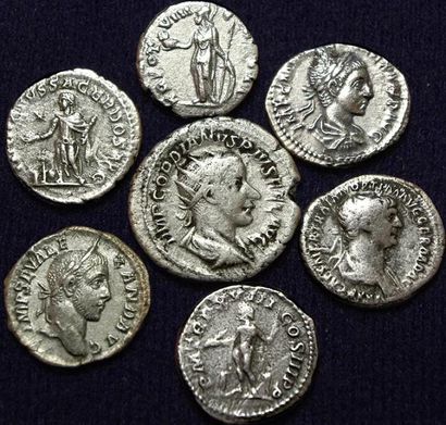 null Rome: Ensemble de 7 monnaies argent: 6 deniers (Trajan, Marc Aurèle, Septime...