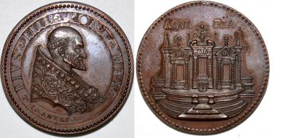 null PIE IV (1559-1565) Bronze. 34mm. Par Giovanni Antonio de Rossi. 1565. Refrappe...