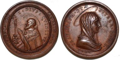 null PIE V (1566-1572) Bronze. 40mm. Par Tommaso Mercandetti. 1810. Restitution au...