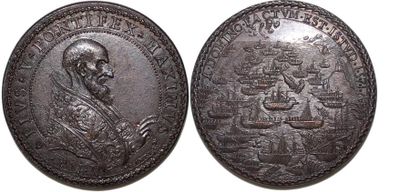 null PIE V (1566-1572) Bronze. 41mm. Par Giovanni Antonio de Rossi. 1571. Refrappe...