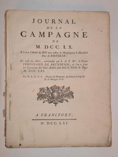 CAMPAGNE de HESSEL-CASSEL Journal de la Campagne...