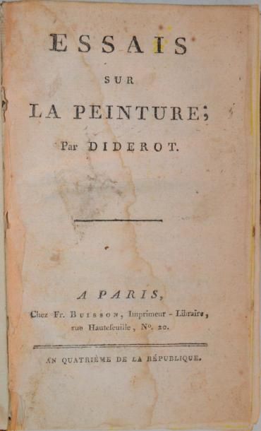 null DIDEROT (Denis) Essais sur la peinture. Paris, Buisson, an IV [1795].

In-8...