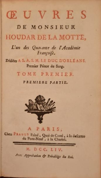 null HOUDAR de LA MOTTE Œuvres. Paris, Prault, 1754.

10 tomes en 11 volumes in-12,...