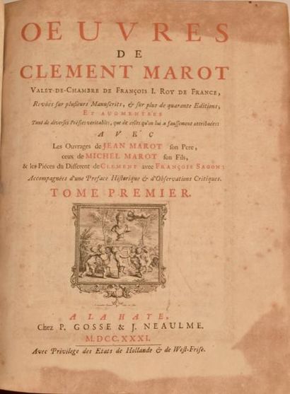 null MAROT (Clément) Oeuvres de Clément Marot valet-de-chambre de François I Roy...