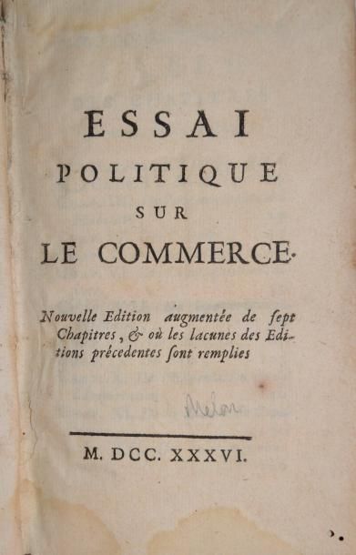 null MELON (Jean François) - COYER (Gabriel François, abbé) Essai politique sur le...