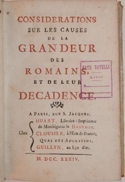 null MONTESQUIEU (Charles Louis de Secondat, baron de la Brède et de) Considérations...