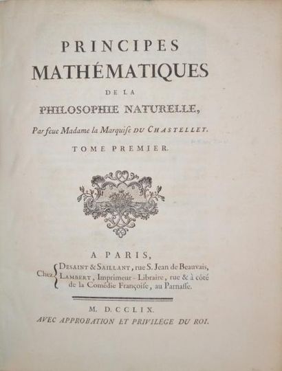 null [NEWTON (Isaac) - CHÂTELET (Émilie du)] Principes Mathématiques de la Philosophie...