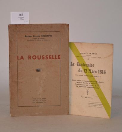 null GINESTOUS (Etienne) La Rousselle. Bordeaux, Bière, 1942.

Broché, 80pp. ; illustré...