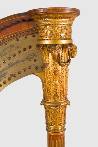 null Harpe d'origine Française de la fin du XIXème siècle signée "DOMENY Facteur...