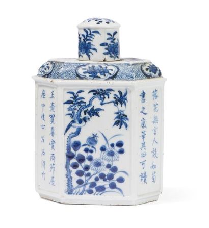 null Boîte à thé couverte en porcelaine bleu blanc

Chine, fin du XIXème siècle

Hexagonale,...