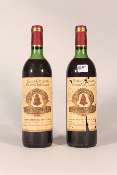 null Château l'angelus 1980 Saint Emilion (rouge) - 2 blles justes. Etiquettes a...