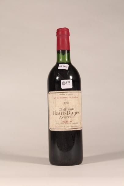 null 377 

Château Haut-Bages-Averous 1982 

Pauillac (rouge) - 1 blle étiquette...