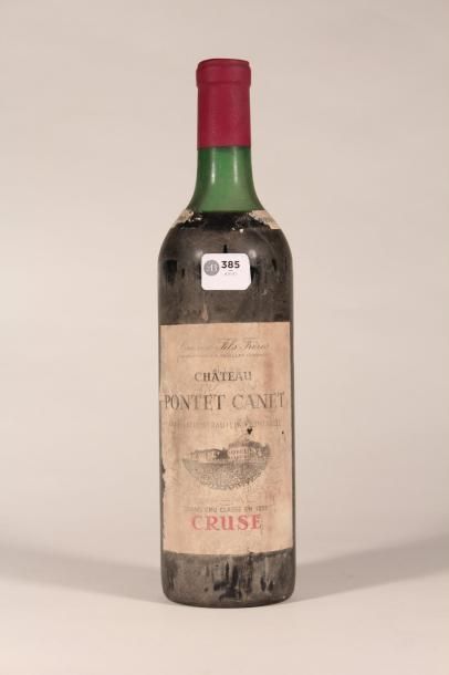 null 385 

Château Pontet-Canet 1967 

Pauillac (rouge) - 1 blle étiquette abîmé...