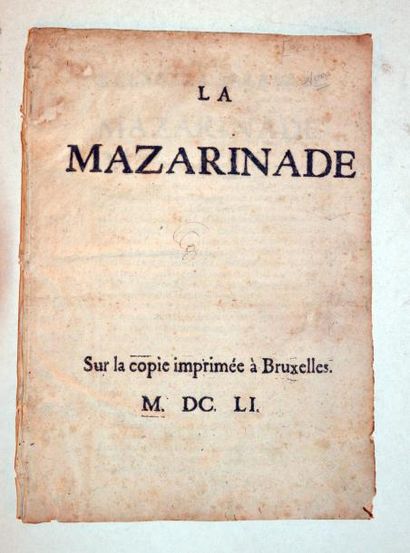 null Politique - Pamphlet

MAZARINADE - [SCARRON (Paul)]

La Mazarinade. Sur la copie...