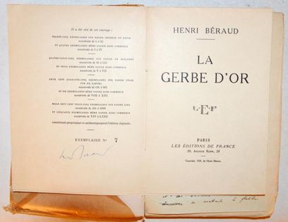 null Grand Papier

BÉRAUD (Henri)

La gerbe d'or. Paris, éditions de France, 1928.

In-12...