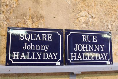 null 2 plaques émaillées « Rue et Square Johnny Hallyday » (fabrication Bordelai...
