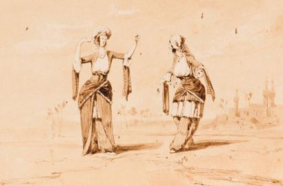 null Adrien DAUZATS (Bordeaux 1804-Paris 1868)

Danseuses orientales à Almès(Egypte).

Encre...
