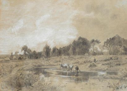 null Amédée BAUDIT (1827-1890)

Vaches à la mare, La Teste, 1870.

Dessin au fusain...