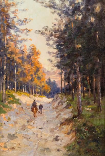 null Eugène BOURGEOIS (1855-1909)

Arcachon, route en forêt.

Huile sur toile, signée...