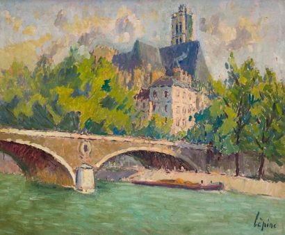 null Jospeh LEPINE (1867-1943)

Le pont Louis Philippe et le clocher de Saint-Gervais,...