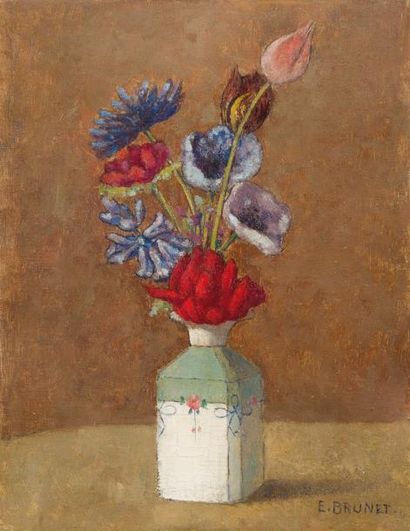 null Emile BRUNET (1869-1943)

Fleurs dans un vase.

Huile sur toile, signée en bas...