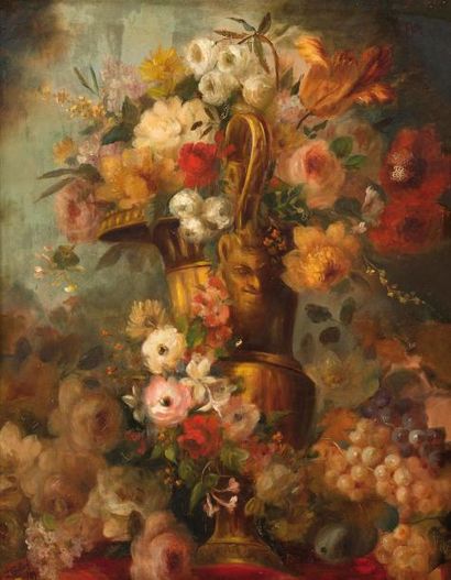 null J. GILBERTVase fleuriHuile sur toile signée en bas à gauche et daté 189979 x...