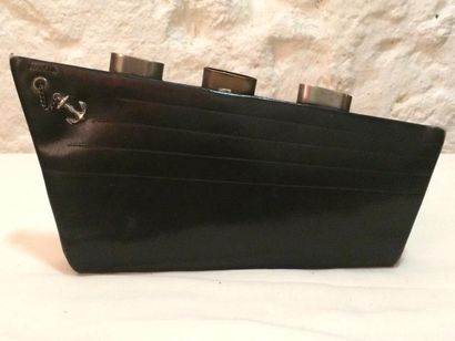 null Sac Paquebot 1935Très rare sac "le Normandie" en cuir noir mat, intérieur en...