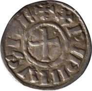 null Pépin II, Roi d’Aquitaine. 839-852. Obole. PIPINUS REX. Croix. R/ AQUITANIA...