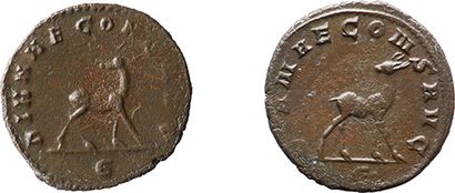 null Gallien. 2620-268.?Lot de deux Antoniniens du Bestiaire. DIANAE CONS AUG. 3,3grs...