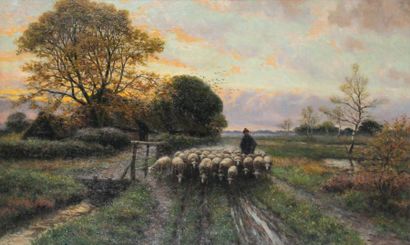 null HENRI HOUBEN (1858-1931)

Berger et son troupeau Huile sur toile, signée en...