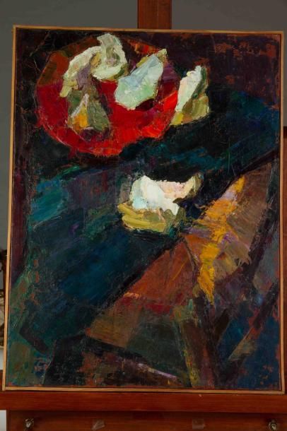 null CHARLES CANTE (1903-1981)Huitres à l’assiette rougeHuile sur toile signée en...