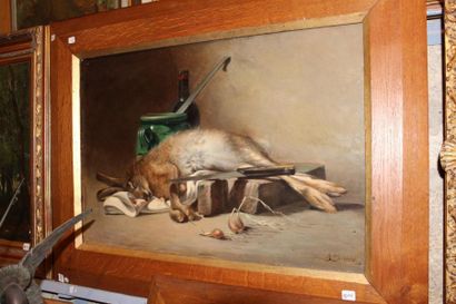 null PIERRE HENRY BESSEDE (1846-1918)
"Nature morte au lièvre" Huile sur toile signée...