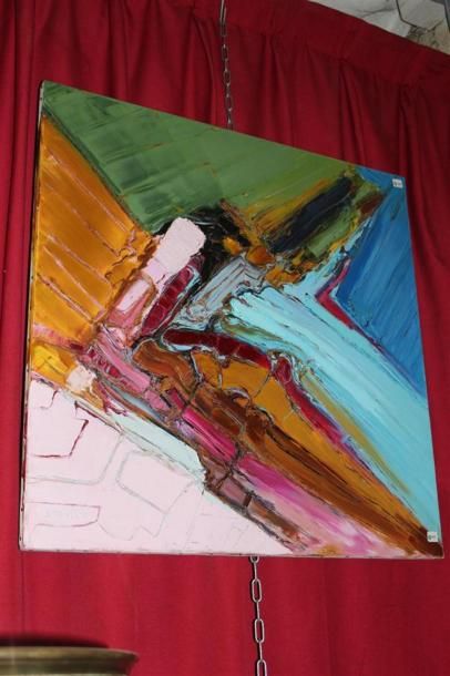 null Ecole moderne- SERVIAN, "Composition abstraite", huile sur toile,signée en bas...