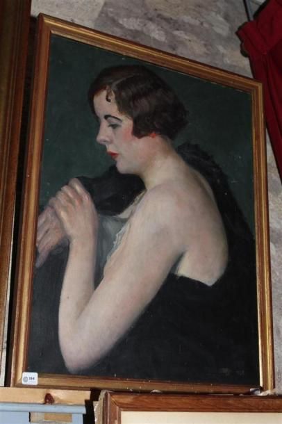 null Ecole moderne, "Portrait de femme", Huile sur toile, daté 1932, 61 x 46 cm 