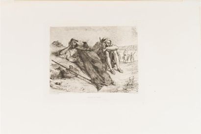 null EUGENE DELACROIX (1798 - 1863)ARABES D' ORAN.Eau-forte sur chine appliqué sur...