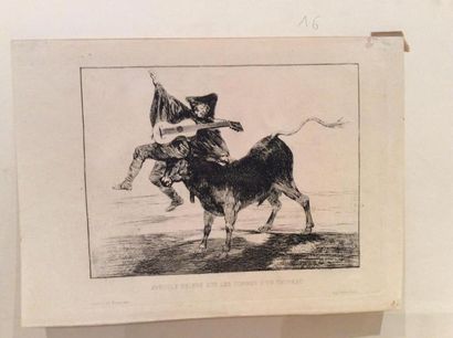null FRANCISCO GOYA (1746 1828)Aveugle enlevé sur les cornes d'un taureau.Eau-forte...