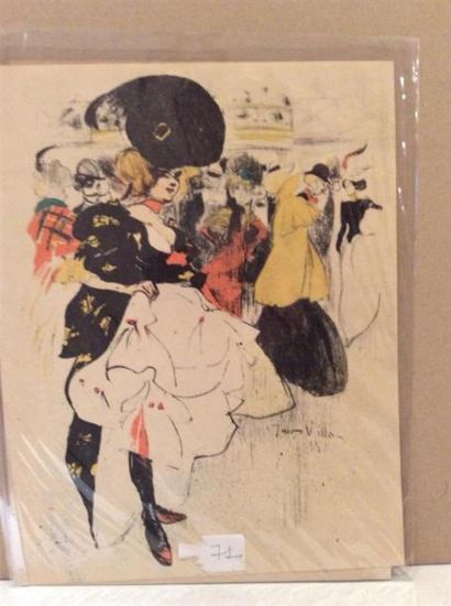 null JACQUES VILLON (1875 - 1963)Danseuse au Moulin Rouge. Lithographie en couleurs...