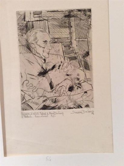 null SUZANNE DUCHAMP (1889 1963)Portrait de Marcel Duchamp. 1953Eau-forte. Epreuve...