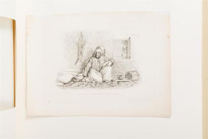 null EUGENE DELACROIX (1798 - 1863)LE CHEF MOHAMMED BEN-ABOU ( Chef Maure à MeknezEau-forte...