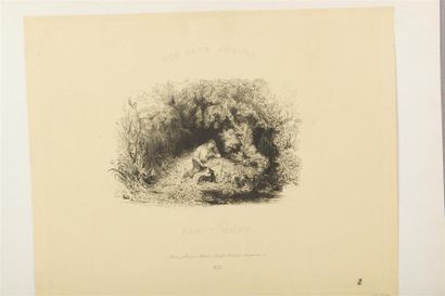 null PAUL HUET (1803 1869)Frontispice des Six Eaux-Fortes, le Héron, Inondation dans...