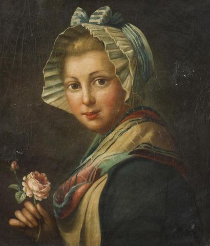 null ECOLE FRANCAISE DU XIXème SIECLE Portrait de Jeune filleHuile sur toile54 x...