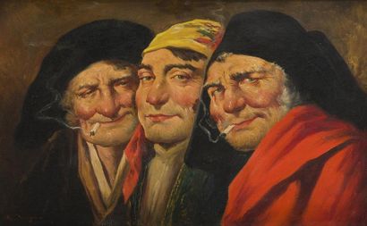 null ROMANA ARREGUI (1875-1932)Les Trois FlibustiersHuile sur toile signée en bas...