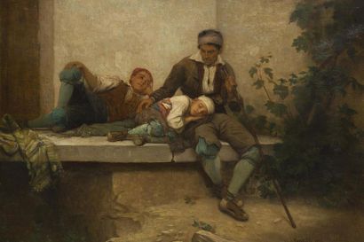 null CHARLES LANDELLE (1821-1908)L'enfant maladeHuile sur toile signée en bas à droite...