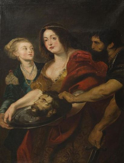 null ECOLE FLAMANDE DU XVIIème SIECLE, SUIVEUR DE RUBENS Salomé avec la tête de Saint...