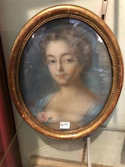 null ECOLE FRANCAISE DANS LE GOUT DU XVIIIèle SIECLE"Portrait de Jeune femme" pastel...