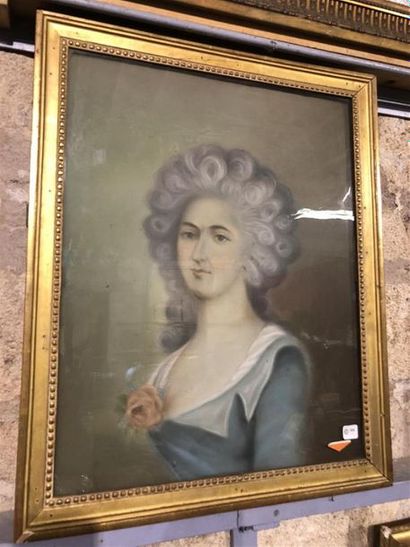 null ECOLE FRANCAISE DANS LE GOUT DU XVIIIème SIECLE, "Portrait de Dame de qualité",...
