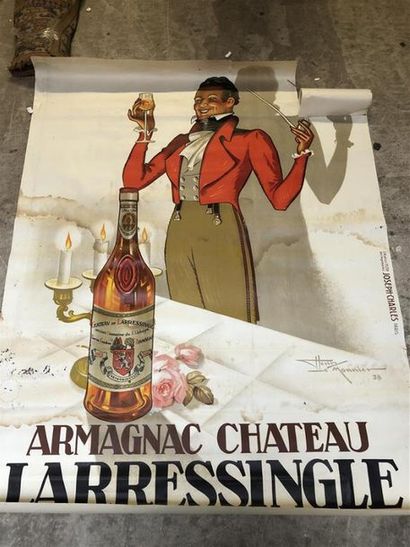 null Affiche Armagnac Larressingle par Henri Monnier, 1938, "Homme à la pipe", (traces...
