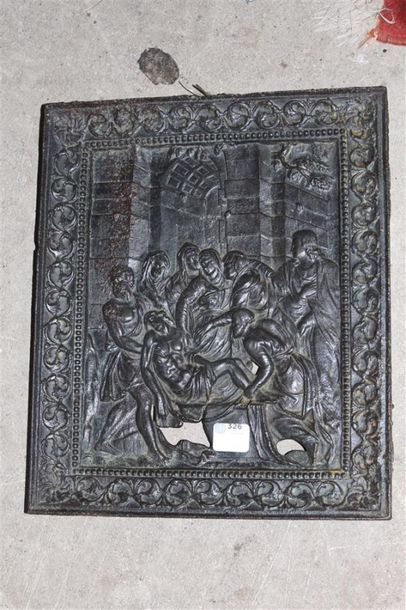 null Plaque en bronze figurant la Mise au Tombeau. XIXème siècle (manques). Dim....