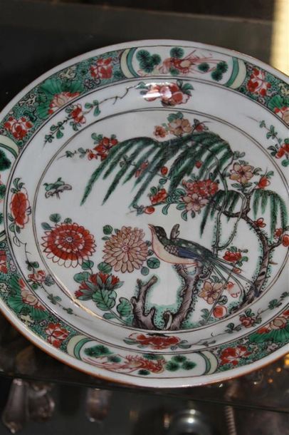 null Paire d'assiettes en porcelaine Famille Verte
Chine, époque Kangxi (1662-1722)
Décorées,...