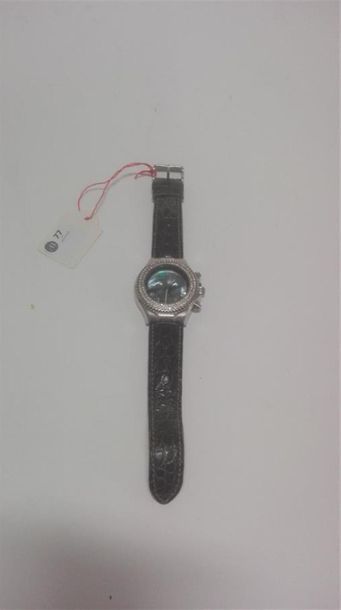 null Technomarine, montre bracelet de dame chronographe, boîtier rond en acier, lunette...
